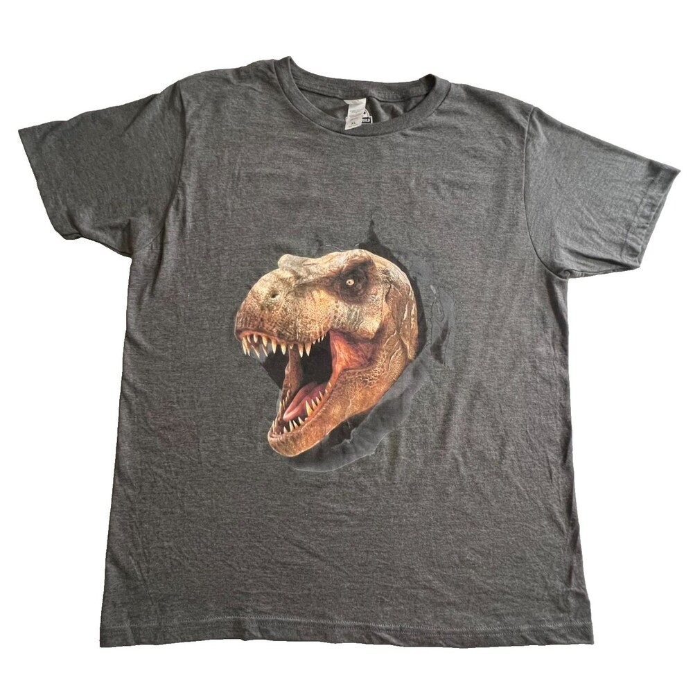 Jurassic World T-Rex Graphic Tee XL Gray Universal Studios Dinosaur Shirt